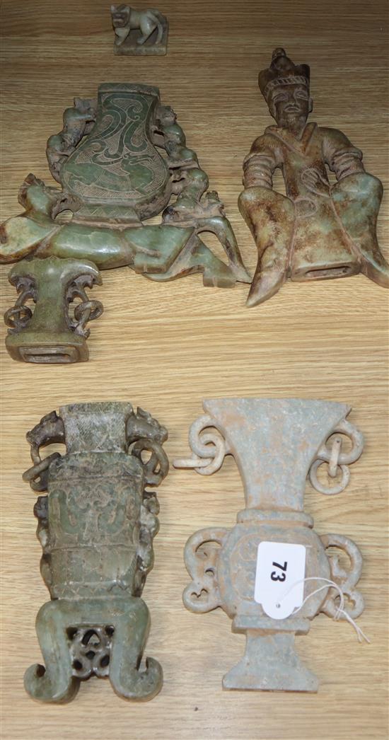 Six Oriental hardstone carvings
